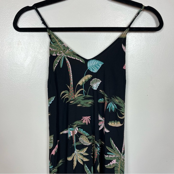 Old Navy Slip Maxi Dress Size Small Tropical Hawaiian Vacation Boho Black - Picture 2 of 8